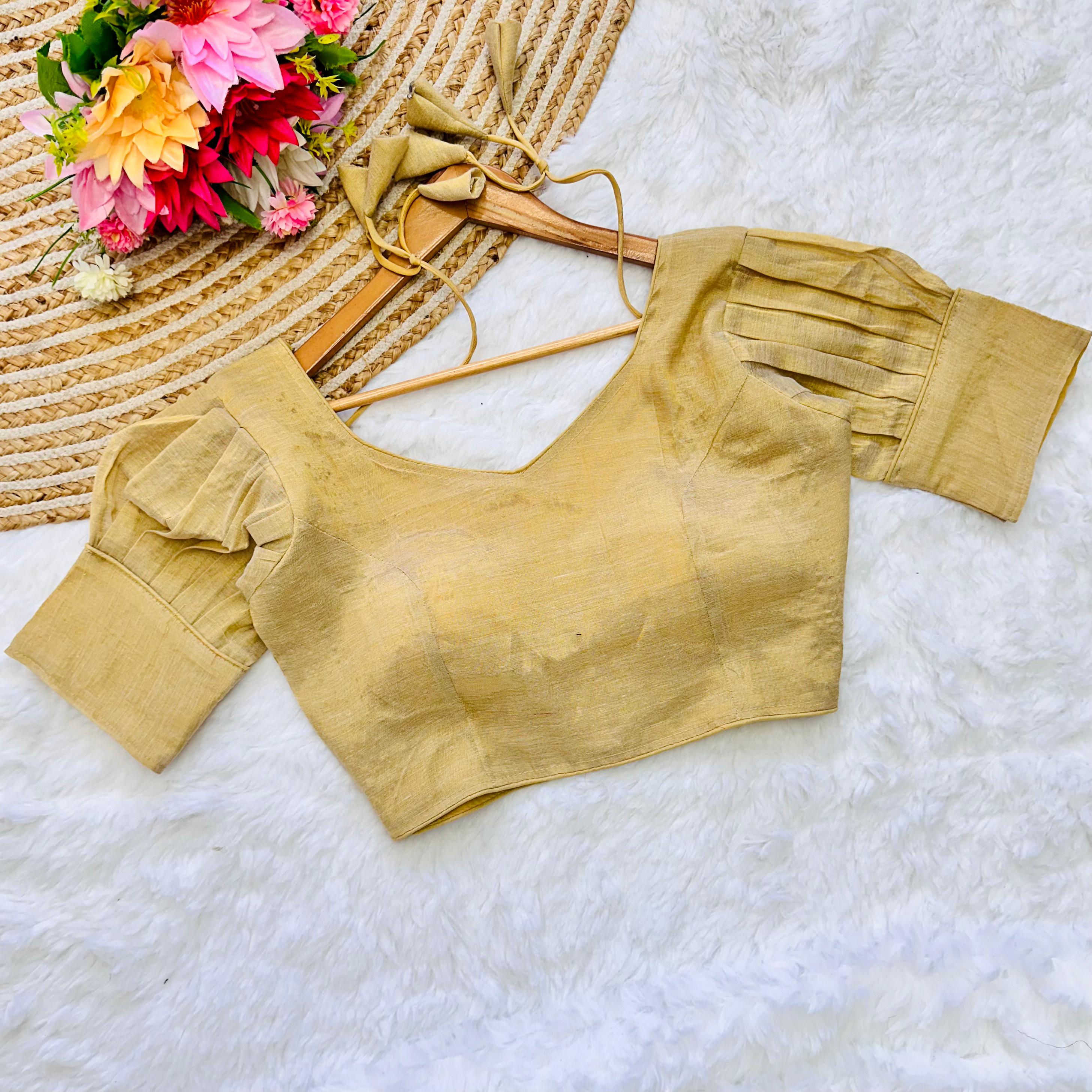 Cream Jari Weaving Blouse in Jari Kobra Fabric ClothsVilla Main image