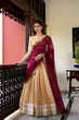Load image into Gallery viewer, Cream Kanchipuram Lehenga Choli – Heritage Redefined with Regal Zari Weaving