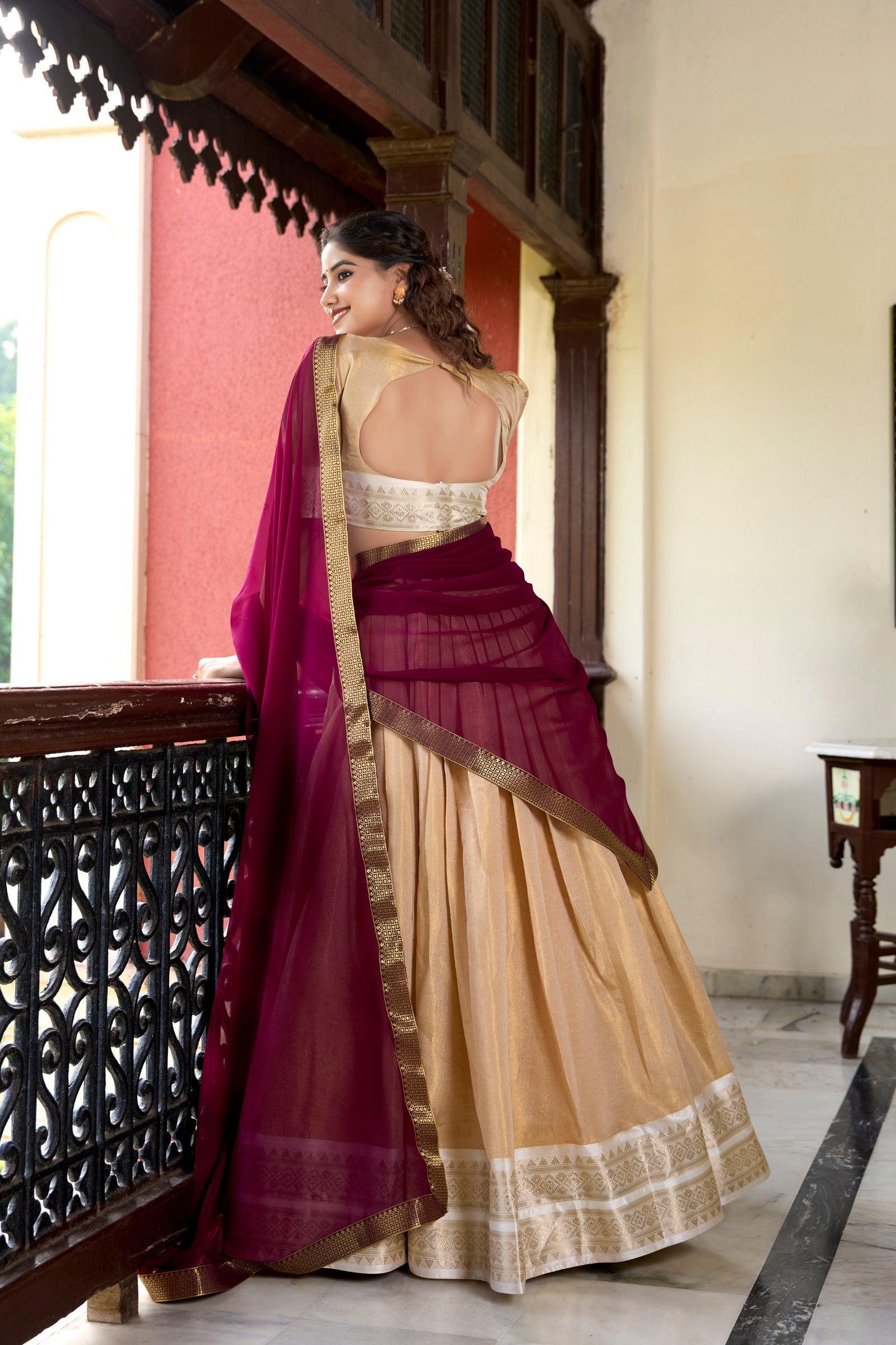 Cream Kanchipuram Lehenga Choli – Heritage Redefined with Regal Zari Weaving