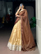 Load image into Gallery viewer, Cream Kanchipuram Zari Lehenga Choli ClothsVilla
