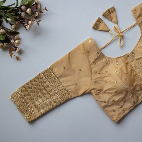Cream Kashish Silk Blouse with Beautiful Embroidery and Sequined Touch ClothsVilla Main image