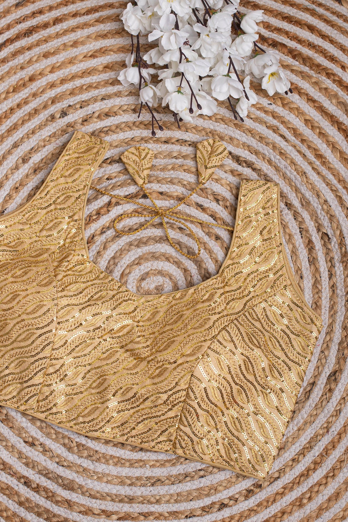 Cream Kashish Silk Blouse with Tone-to-Tone Sequin Work ClothsVilla Main image