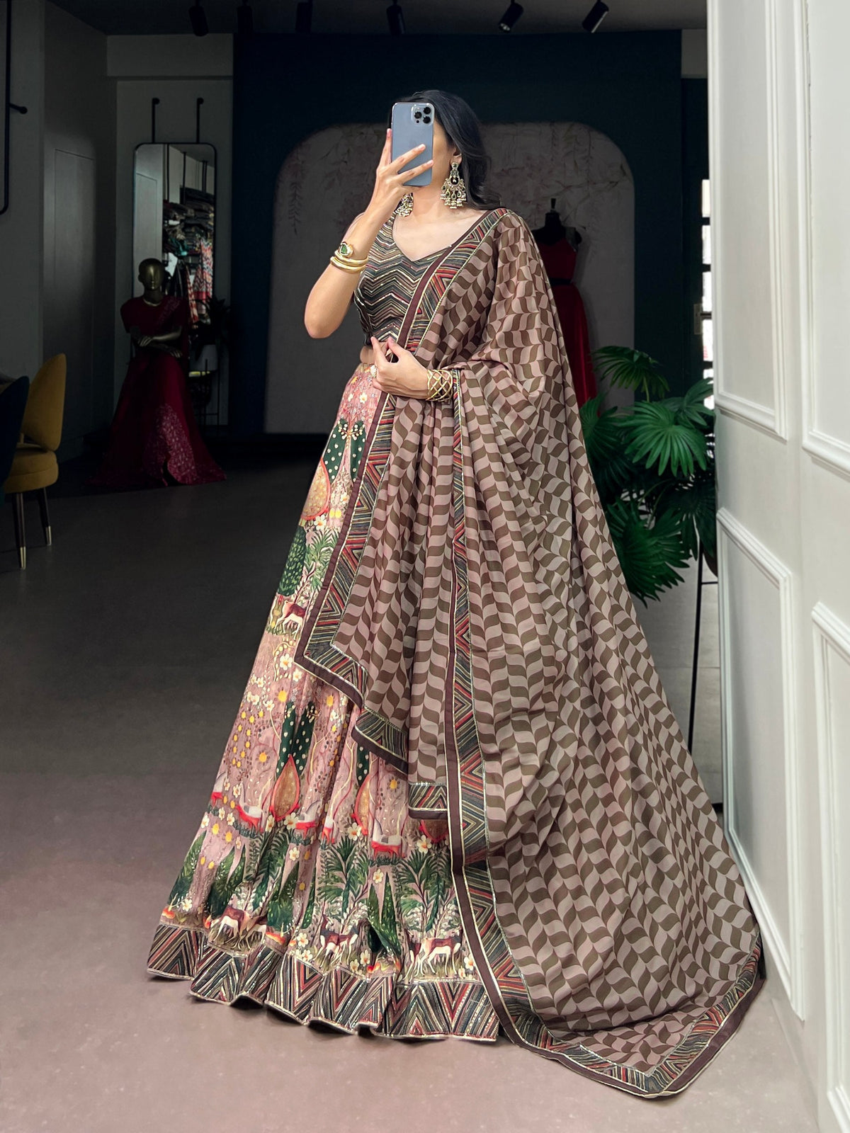 Cream Lehenga Set with Lace work ClothsVilla