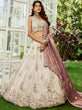 Load image into Gallery viewer, Cream Luxurious Viscose Semi-Stitched Lehenga Set with Purple-Gold Embroidered Dupatta ClothsVilla