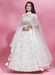 Load image into Gallery viewer, Cream Net heavy Sequinse embroidery Semi-Stitched Lehenga choli &amp; Dupatta Clothsvilla
