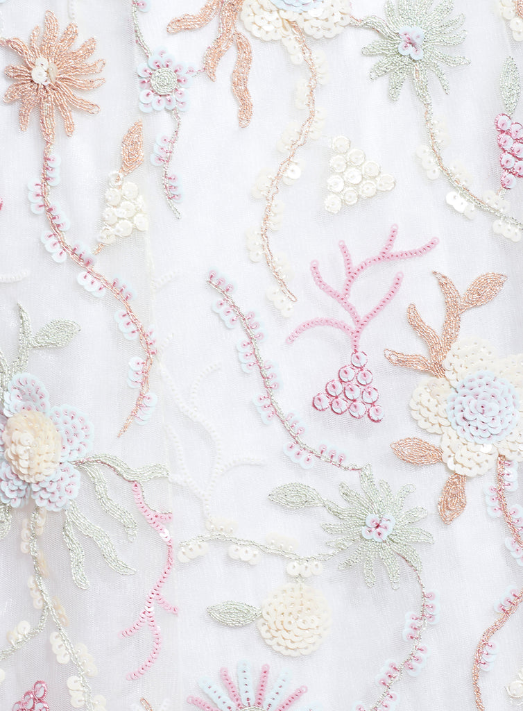 Cream Net heavy Sequinse embroidery Semi-Stitched Lehenga choli & Dupatta Clothsvilla