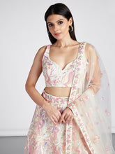 Load image into Gallery viewer, Cream Net Sequins and thread embroidery Semi-Stitched Lehenga choli &amp; Dupatta ClothsVilla