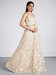 Load image into Gallery viewer, Cream Net Sequins, Mirror and thread embroidery Semi-Stitched Lehenga choli &amp; Dupatta ClothsVilla