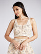 Load image into Gallery viewer, Cream Net Sequins, Mirror and thread embroidery Semi-Stitched Lehenga choli &amp; Dupatta ClothsVilla