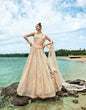Load image into Gallery viewer, Cream Net Sequins, Zarkan and thread embroidery Semi-Stitched Lehenga choli &amp; Dupatta ClothsVilla