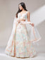 Cream Net Sequinse Work Semi-Stitched Lehenga & Unstitched Blouse with Dupatta ClothsVilla