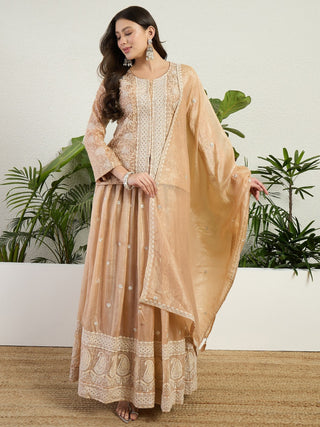 Cream Organza Lehenga Set ClothsVilla