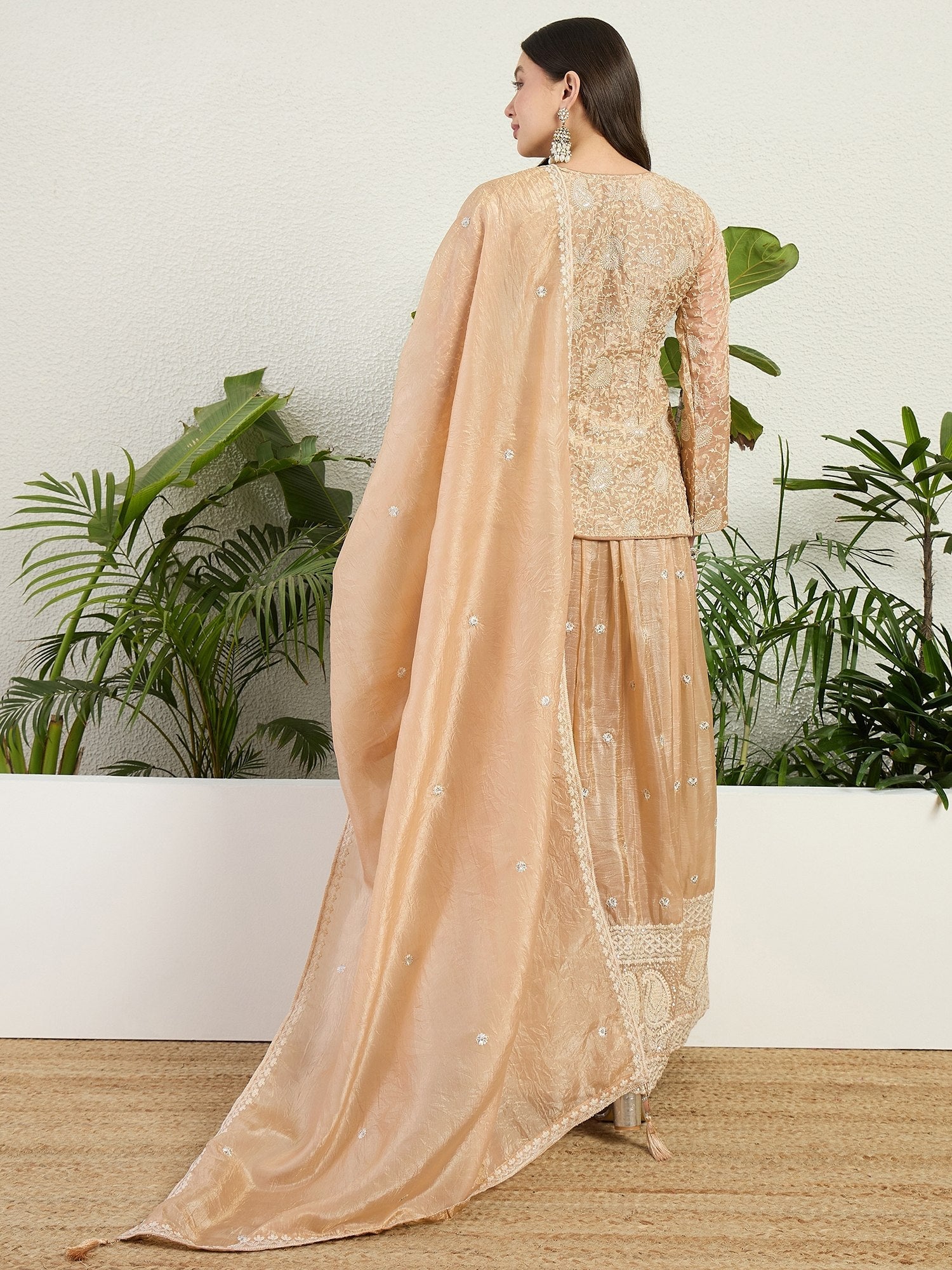 Cream Organza Lehenga Set ClothsVilla