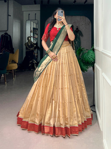 Cream Paithani Wedding & Festive Lehenga ClothsVilla