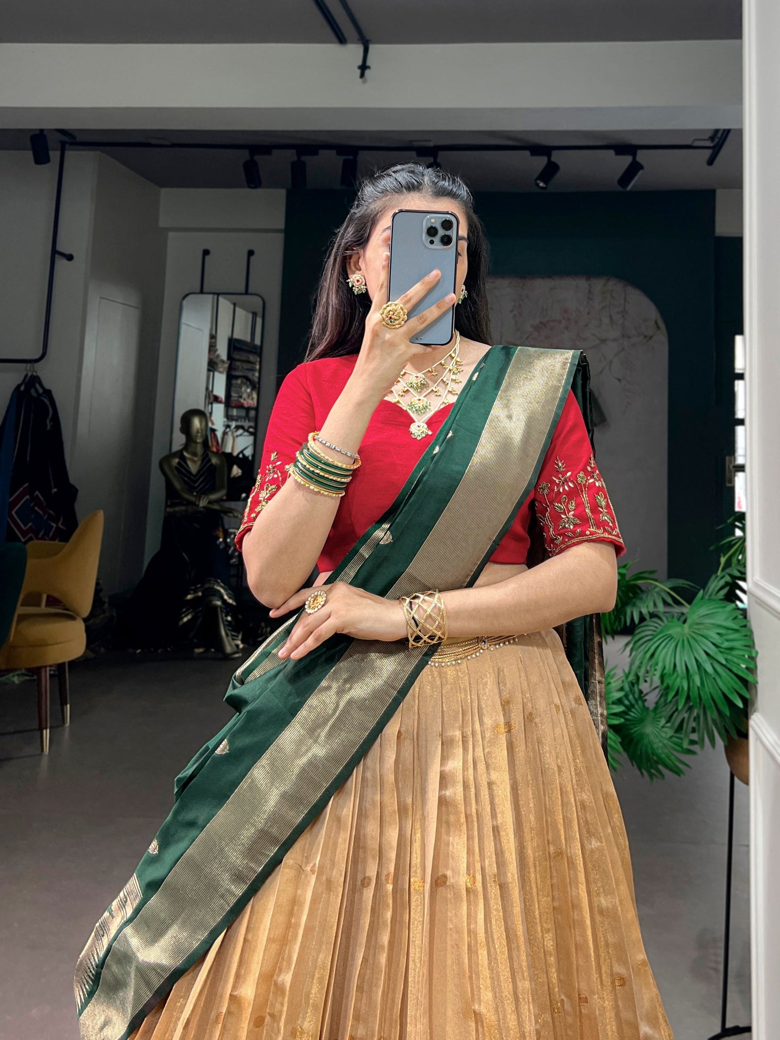 Cream Paithani Wedding & Festive Lehenga ClothsVilla