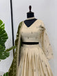 Load image into Gallery viewer, Cream Premium Silkyani Slab Lehenga Set with Thread &amp; Sequin Work ClothsVilla