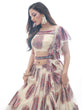 Load image into Gallery viewer, Cream Printed Jacquard Partywear Lehenga Choli with Ruffle Dupatta - Print Work, Embroidery Work, Mirror Work Clothsvilla