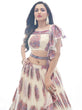 Load image into Gallery viewer, Cream Printed Jacquard Partywear Lehenga Choli with Ruffle Dupatta - Print Work, Embroidery Work, Mirror Work Clothsvilla