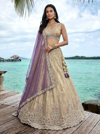 Tissue Beads with zari Embroidered Lehenga Choli with Dupatta Clothsvilla