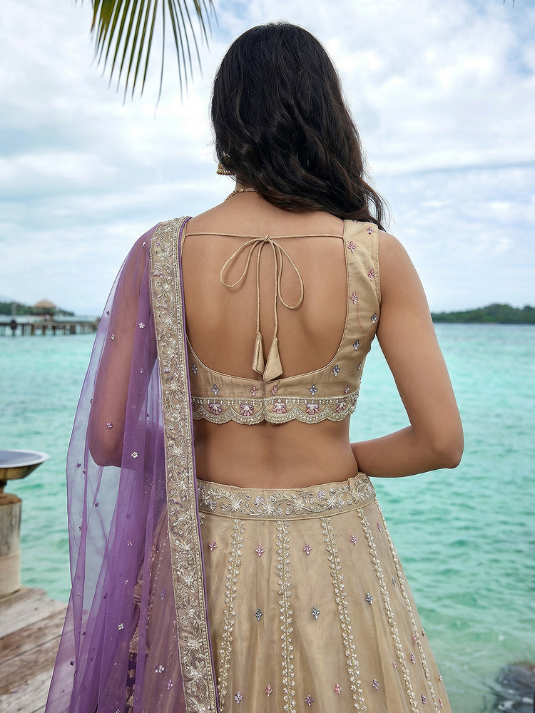 Tissue Beads with zari Embroidered Lehenga Choli with Dupatta Clothsvilla