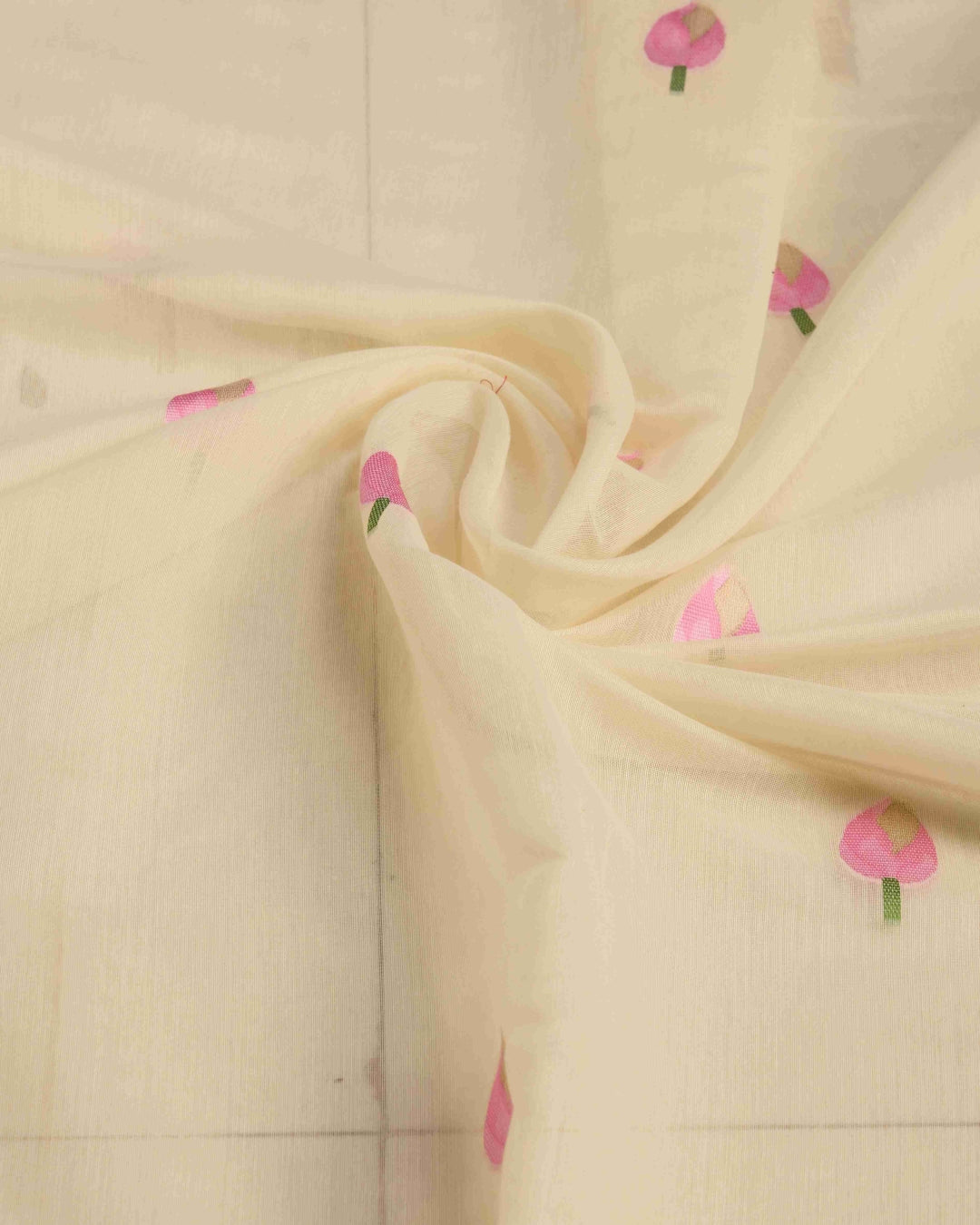 Cream Radiant Floral Printed Saree with Zari Border ClothsVilla