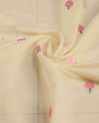 Cream Radiant Floral Printed Saree with Zari Border ClothsVilla