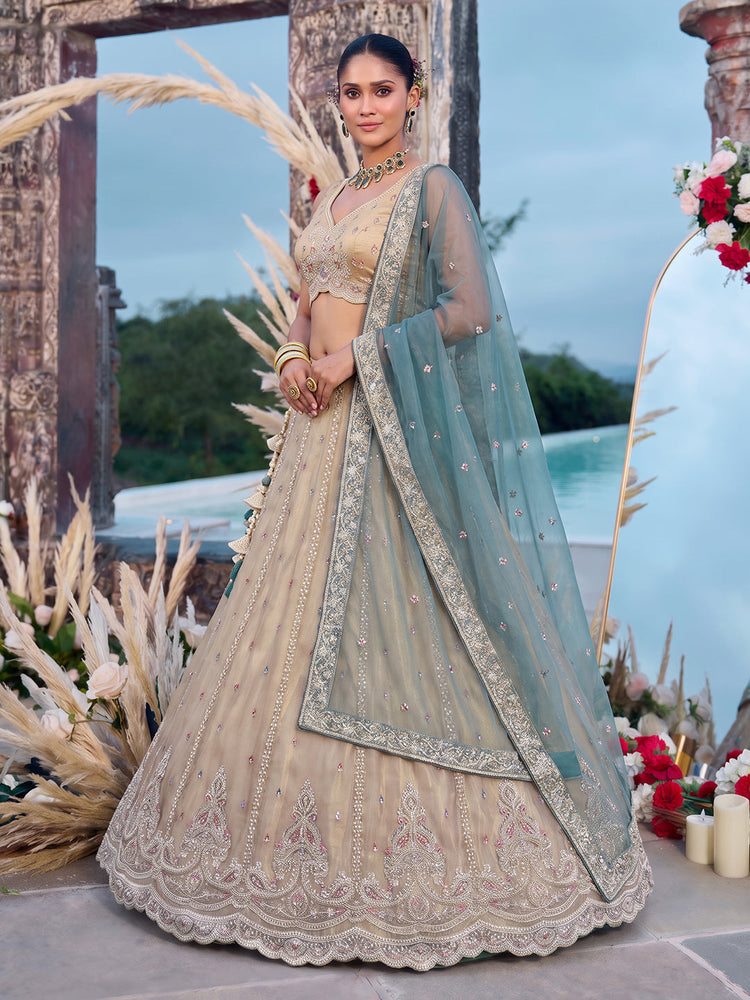 Tissue Beads with zari Embroidered Lehenga Choli with Dupatta Clothsvilla