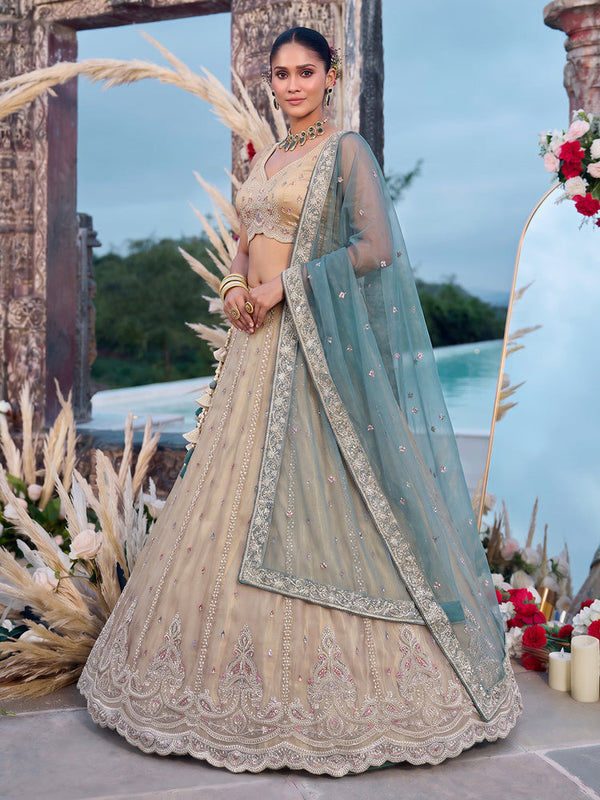 Tissue Beads with zari Embroidered Lehenga Choli with Dupatta Clothsvilla