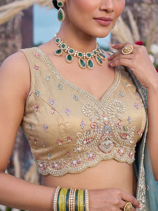 Tissue Beads with zari Embroidered Lehenga Choli with Dupatta Clothsvilla