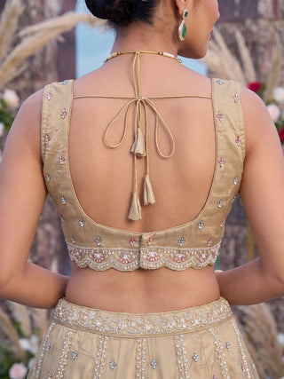 Tissue Beads with zari Embroidered Lehenga Choli with Dupatta Clothsvilla