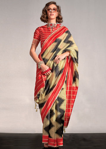 Cream Regal Banarasi Blended Silk Saree – Timeless Elegance for Grand Occasions ClothsVilla