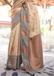 Load image into Gallery viewer, Cream Regal Banarasi Silk Saree – Vintage Elegance with Intricate Detailing ClothsVilla