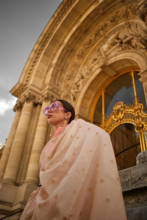 Cream Saree Mall Women's Banarasi Silk Blend Saree with Unstitched Blouse Piece ClothsVilla