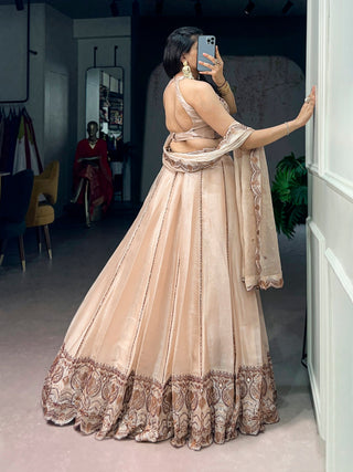 Cream Sequins Lehenga Set ClothsVilla