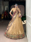 Cream Simmer Lehenga with Paithani Dupatta & Batwa ClothsVilla