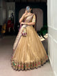Load image into Gallery viewer, Cream Simmer Lehenga with Paithani Dupatta &amp; Batwa ClothsVilla