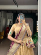 Load image into Gallery viewer, Cream Simmer Lehenga with Paithani Dupatta &amp; Batwa ClothsVilla