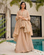 Cream Tabby Organza Work Suit Set with Plazo & Dupatta ClothsVilla