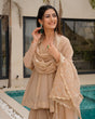 Load image into Gallery viewer, Cream Tabby Organza Work Suit Set with Plazo &amp; Dupatta ClothsVilla