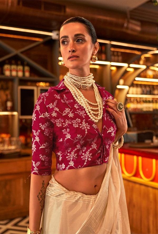 Cream Timeless Blended Silk Saree – A Perfect Blend of Tradition & Elegance ClothsVilla