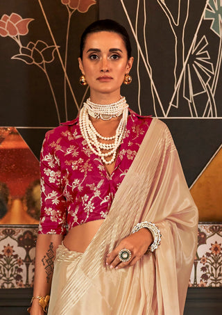 Cream Timeless Blended Silk Saree – A Perfect Blend of Tradition & Elegance ClothsVilla