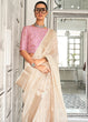 Load image into Gallery viewer, Cream Timeless Elegance Moss Chiffon Silk Saree – Grand &amp; Bestselling Design ClothsVilla