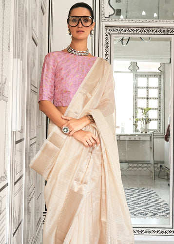 Cream Timeless Elegance Moss Chiffon Silk Saree – Grand & Bestselling Design ClothsVilla