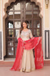 Load image into Gallery viewer, Cream Trending Cosmos Jacquard Gown with Bandhani Cut-Work Dupatta  Pearl Beads Embroidery Full-Stitched Elegance Clothsvilla