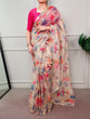 Load image into Gallery viewer, Cream Trendy Floral Ethnic Saree ClothsVilla