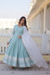 Load image into Gallery viewer, Cyan Luxe Thread &amp; Sequins Embroidered Designer Gown with Russian Silk Dupatta ClothsVilla