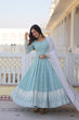 Load image into Gallery viewer, Cyan Luxe Thread &amp; Sequins Embroidered Designer Gown with Russian Silk Dupatta ClothsVilla