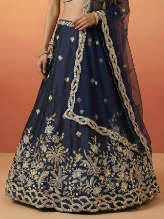 Tissue Beads with Embroidered Lehenga Choli with Dupatta Clothsvilla