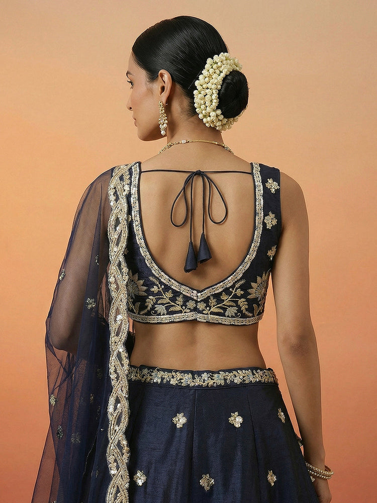 Tissue Beads with Embroidered Lehenga Choli with Dupatta Clothsvilla