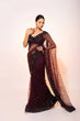 Load image into Gallery viewer, Dark Brown Glamorous Net Saree with Hologram Sequin Work – Shine &amp; Slay ClothsVilla